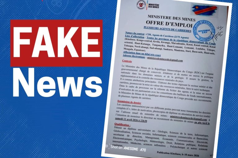 RDC : le ministère des Mines met en garde contre une fausse campagne de recrutement